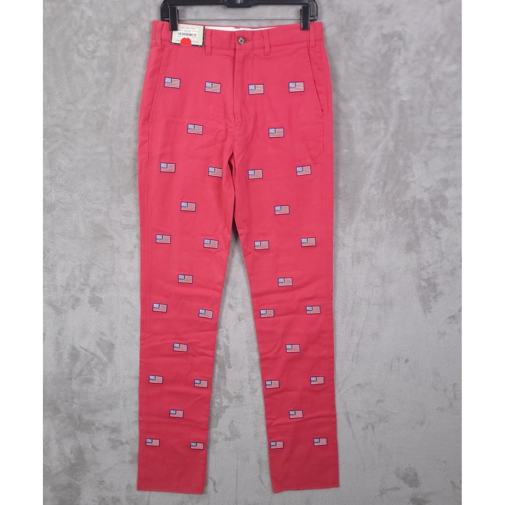 Castaway Harbor Pant Nantucket Island Twill American Flags 28 XUF Chino Golf NEW